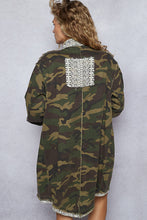 Load image into Gallery viewer, POL Oversized Camo Print Crochet Detail Jacket
