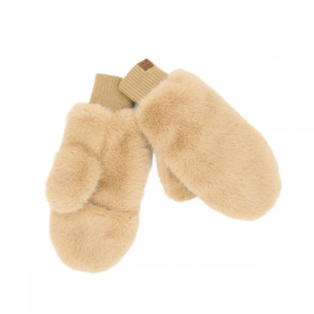 CC Glitter Short Fur Convertible Mitten Gloves – One Size Winter Accessory