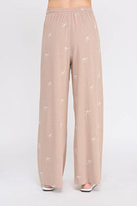 Allie Rose - Bow Embroidered Soft Linen Palazzo Pant