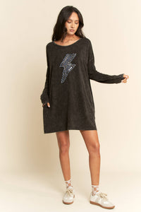 Davi & Dani - THUNDER DENIM BUTTON DETAIL POCKET T SHIRT DRESS