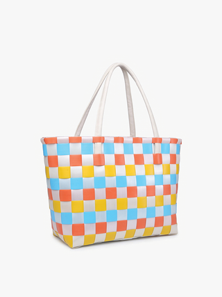 Jen & Co. - M2334 Abigail Basketweave Tote w/Vegan Leather Straps