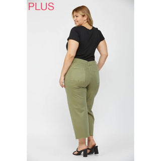 Mica Super High Rise Wide Crop Jeans – Olive | Trendy Boutique Denim