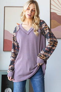 HEIMISH - SOLID URBAN RIBBED AND GEOMETRIC CONTRAST TOP