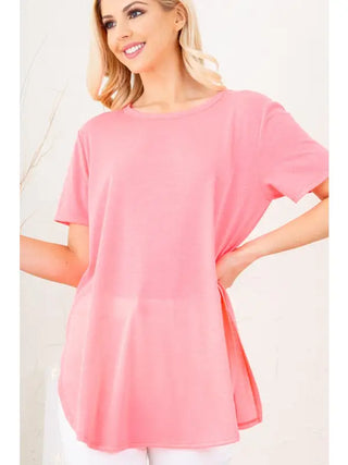 Heimish - Solid Top with Side Slit -Neon Pink