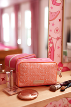 Load image into Gallery viewer, Jadelynn Brooke - Handle Cosmetic Bag- &#39;Face&#39; Embroidered (Pink/Orange/Cream)
