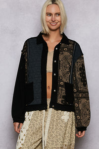 POL Contrast Color Block Quilted Jacket