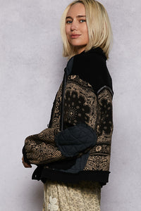POL Contrast Color Block Quilted Jacket