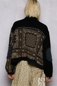 POL Contrast Color Block Quilted Jacket