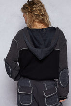 Load image into Gallery viewer, POL Cut Sew Multi Fabric Hooded Combo Shacket
