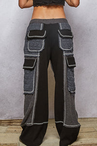 POL Quilted Contrast Casual Solid Knit Pants