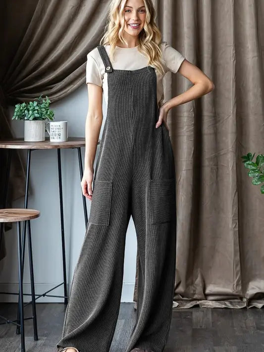 Heimish Sleeveless Solid Urban Ribbed Jumpsuits