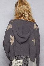 Load image into Gallery viewer, POL V-Neck Solid Star Patch Chenille Sweater Cropped Hoodie Top
