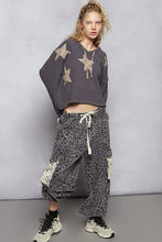 Load image into Gallery viewer, POL V-Neck Solid Star Patch Chenille Sweater Cropped Hoodie Top
