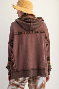 Easel Daisy Patch Washed Terry Hoodie Pullover