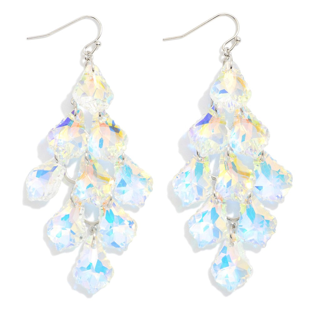 Glass Crystal Tassel Drop Earrings – Sparkling 3-Inch Statement