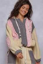 Load image into Gallery viewer, POL Cut Sew Multi Fabric Hooded Combo Shacket
