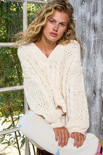 Load image into Gallery viewer, POL V-Neck Semi Cropped Top Chenille Sweater

