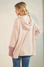 Load image into Gallery viewer, Heimish Long Sleeve Stripe And Solid Contrast Hoodie Top

