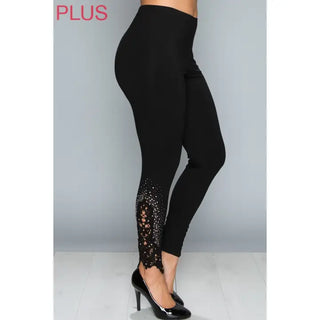 Vocal - Curvy Leggings with Lace and Rhinestone