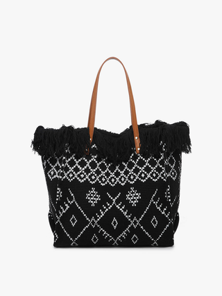 Jen & Co. - Madison Handwoven Fringe Tote – Woven Cotton Bag