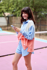 Jadelynn Brooke - Sunrise Stroll - Best Day Fleece Top (Periwinkle/CreamCoral)