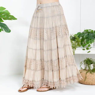 Young Threads - 7 Tier Crinkle Lace Patchwork Skirt