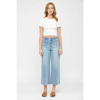 Mica Denim - Cropped Wide Leg With Front Pocket