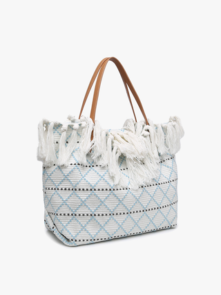Jen & Co. - Madison Handwoven Fringe Tote – Woven Cotton Bag