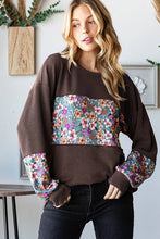 Load image into Gallery viewer, HEIMISH - LONG PUFF SLEEVE SOLID URBAN RIBBED AND FLORAL TOP

