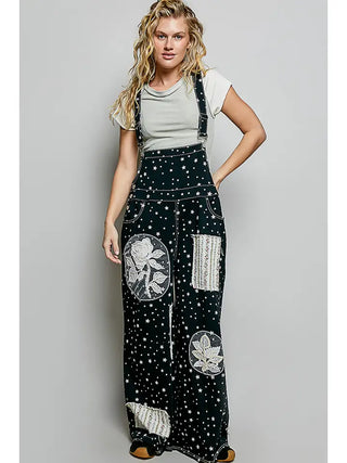 Pol - Floral Lace Patchwork Overalls