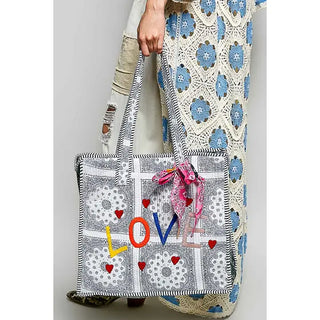 Pol - Quilted Natural Paisley Love Tote Bag