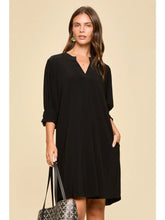 Load image into Gallery viewer, Dear Scarlett Black Notch Neck Shift Dress
