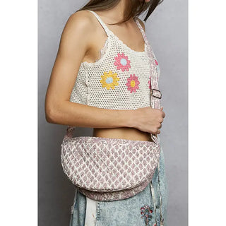 POL - Ivory Purple Essential Lightweight Quilted Floral Bag
