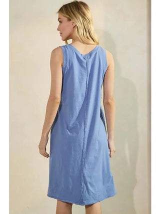 Yelete Cotton Dress with Pockets - Denim