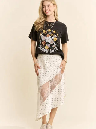 April26 Array - Davi & Dani - Moon Shine Floral Short Sleeve Round Neck Top