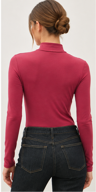 Be Cool - Mock Neck Warmmer Top - Burgundy