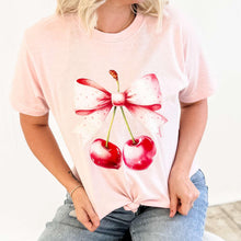 Load image into Gallery viewer, Festivitees - Watercolor Cherries Bow Graphic Tee
