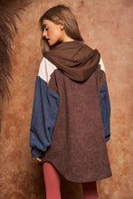 Load image into Gallery viewer, Davi &amp; Dani - COLOR BLOCK BUTTON DOWN LONG SLEEVE HOODIE JACKET

