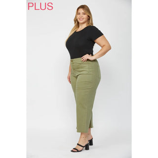 Mica Super High Rise Wide Crop Jeans – Olive | Trendy Boutique Denim