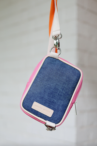Jadelynn Brooke - Crossbody Purse- Denim Print (Denim/Cream/Pink)
