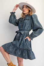 Load image into Gallery viewer, Easel Jacquard Dirty Washed Denim Dress
