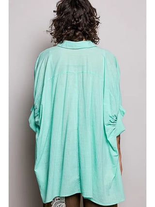 POL - Half Sleeve Cotton Roomy Fit Casual Shirt - Mint