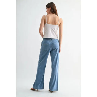 Mica Denim High-Rise Wide Joggers - French Blue