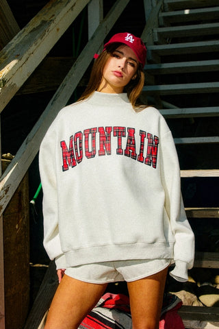Bucketlist | Lake & Mountain Reversible Graphic Oversized Sweatshirt