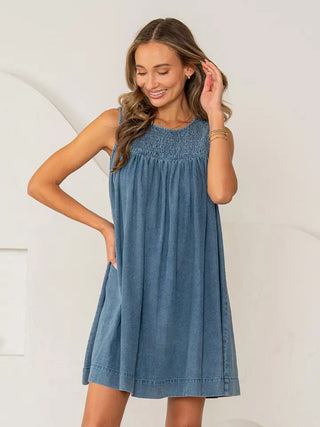 Sew in Love - Relaxed Fit Sleeveless Denim Mini Dress