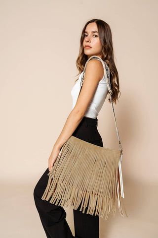 Jen & Co. - Sadie Suede Fringe Crossbody w/ Guitar Strap