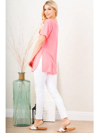 Heimish - Solid Top with Side Slit -Neon Pink