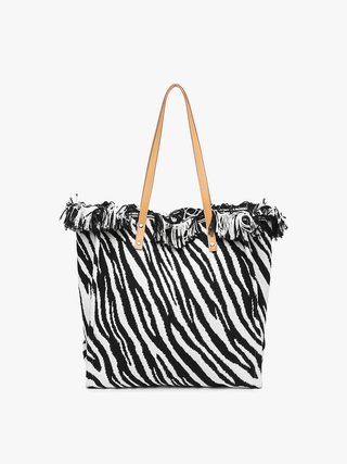 Jen & Co. - Madison Handwoven Fringe Tote – Woven Cotton Bag