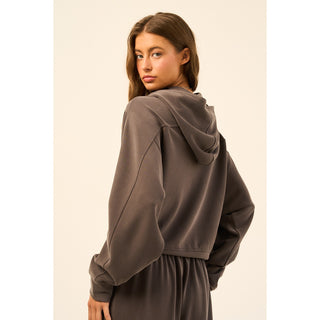 Charcoal Mist Modal Blend Zip-Up Hoodie – Soft Lightweight Layer