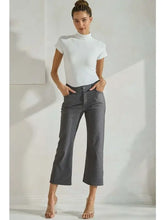 Load image into Gallery viewer, Yelete Classic Solid Straight Leg Crop Pants Grey
